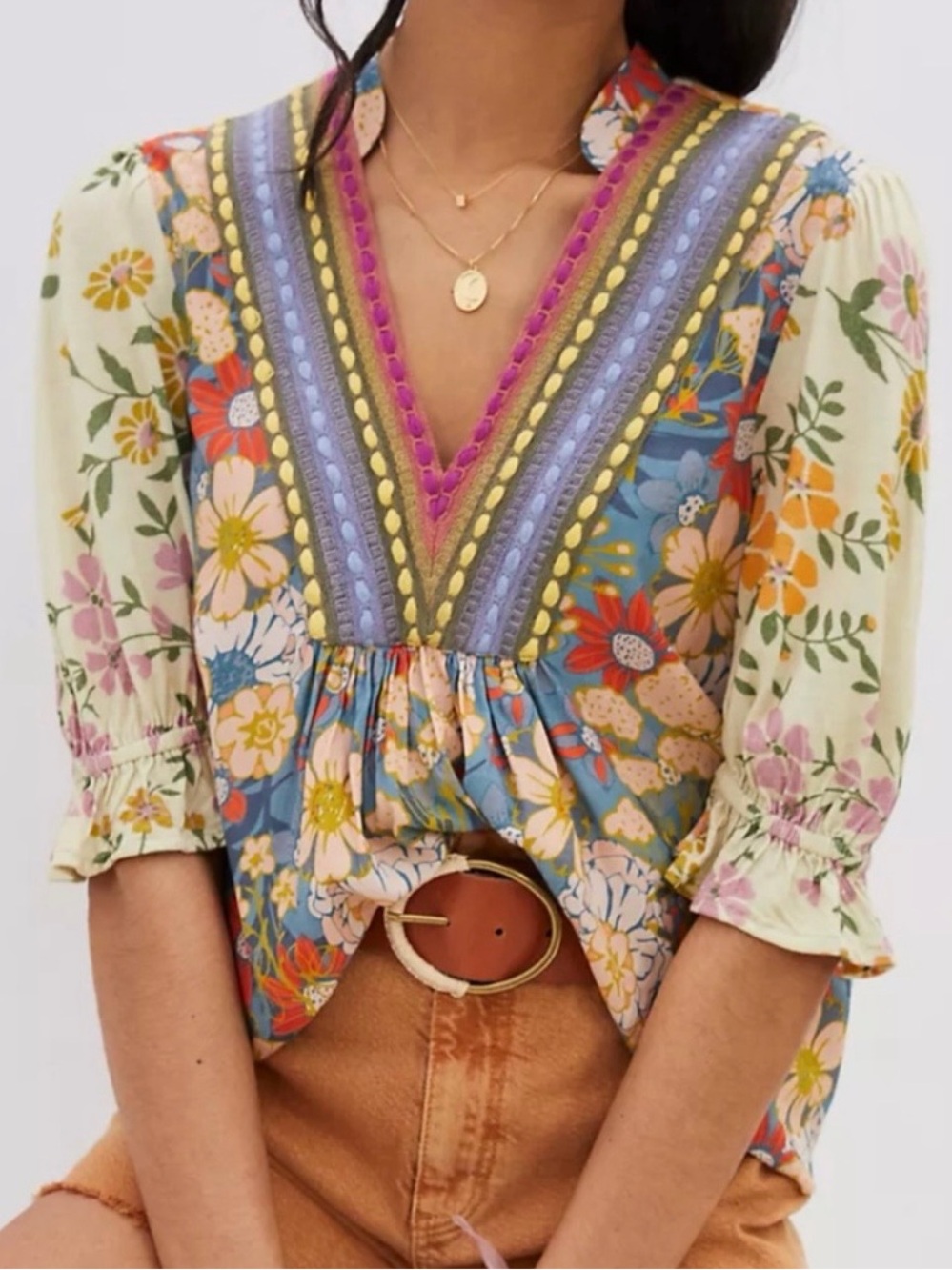 Anthropologie BI-nk Stephanie top boho flowers artsy Size Small - Picture 13 of 13